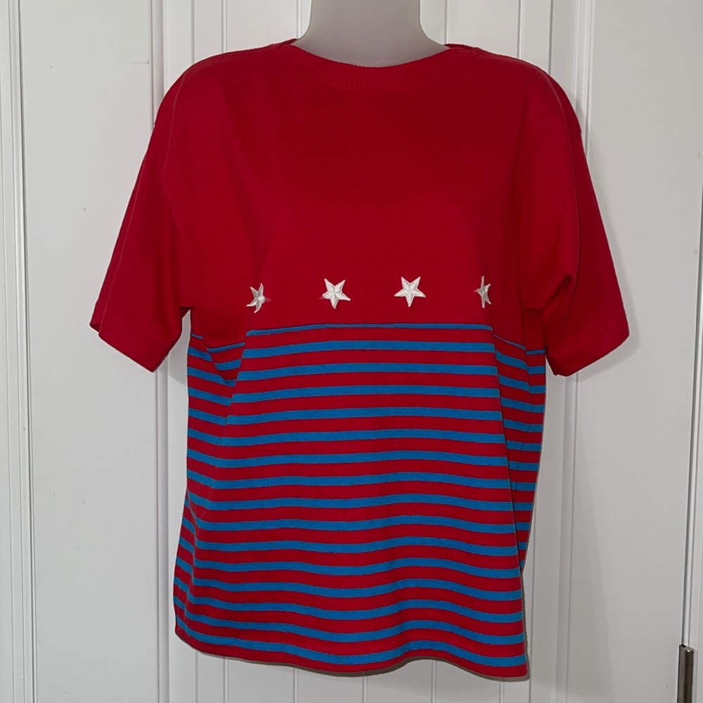 Summer Holiday Red, White, and Blue Star Shirt. July Fourth, Memorial Day.